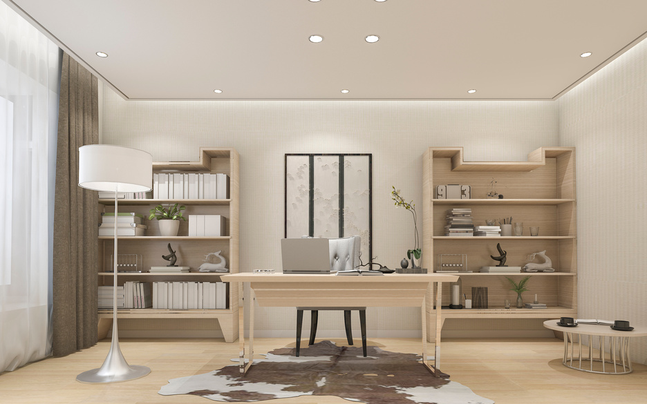 3d rendering modern luxury working room 